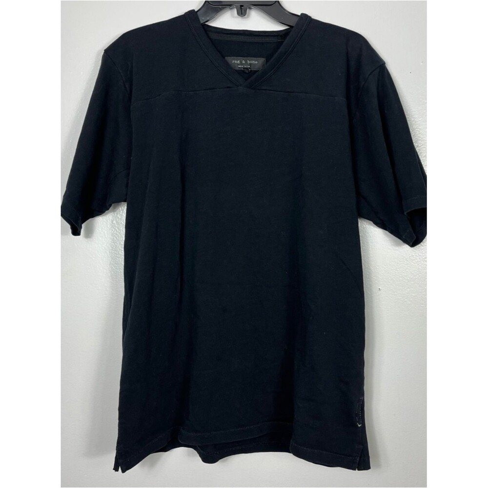 rag & bone Black V-Neck Short Sleeve Jersey cut shirt